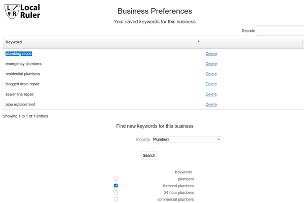 Choose Industry and Keywords